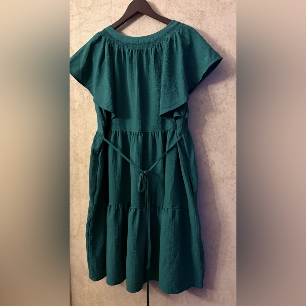 Calvin Klein Women's Split-Neck Tiered A-Line Dress - Picture 4 of 6
